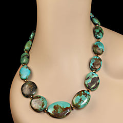 20 Inch Flat Oval Turquoise Nugget Necklace