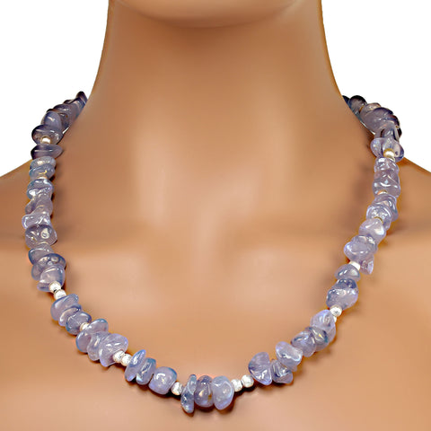 24 Inch Blue Chalcedony Highly Polished Nugget necklace