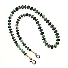 25 Inch Graduated Rich Green Emerald Matrix Rondelle necklace