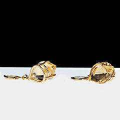 Unique Fancy Cut Golden Citrine Earrings in 14K Yellow Gold
