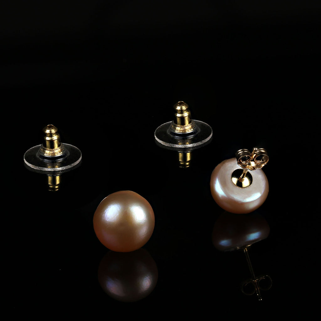 11 MM Bronzy Pearl Studs with 14K yellow gold