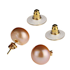 11 MM Bronzy Pearl Studs with 14K yellow gold