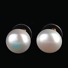 Stunning 13.5MM White Pearl Studs with 14K gold posts