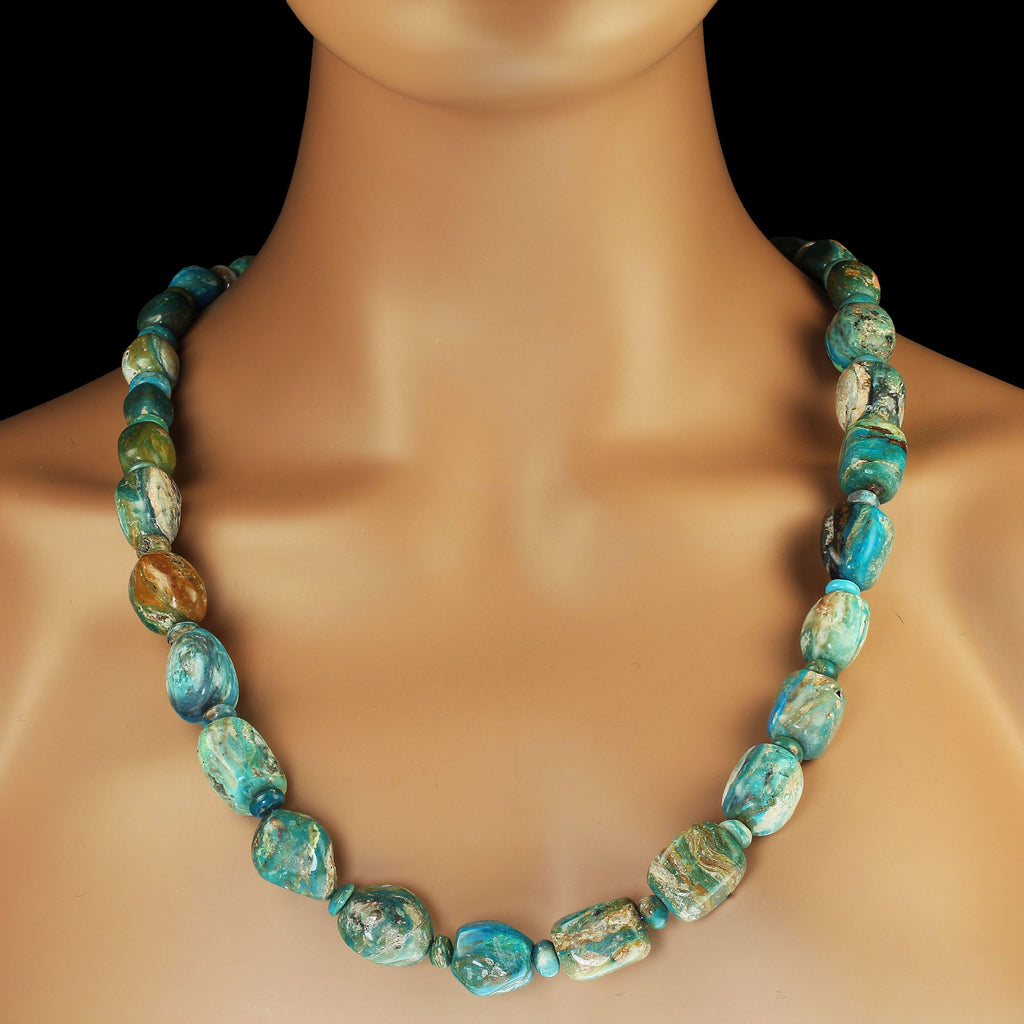 28 Inch Blue Peruvian Opal Nugget Necklace