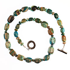 28 Inch Blue Peruvian Opal Nugget Necklace