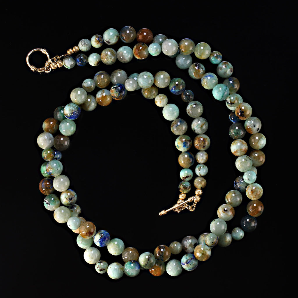 22 Inch Double strand necklace of green Chrysocolla