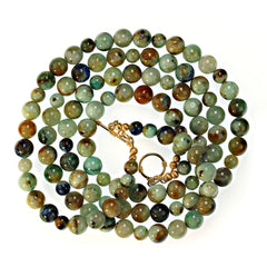 22 Inch Double strand necklace of green Chrysocolla
