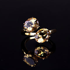 Golden Beryl Bypass Ring in Gold over Sterling Silver