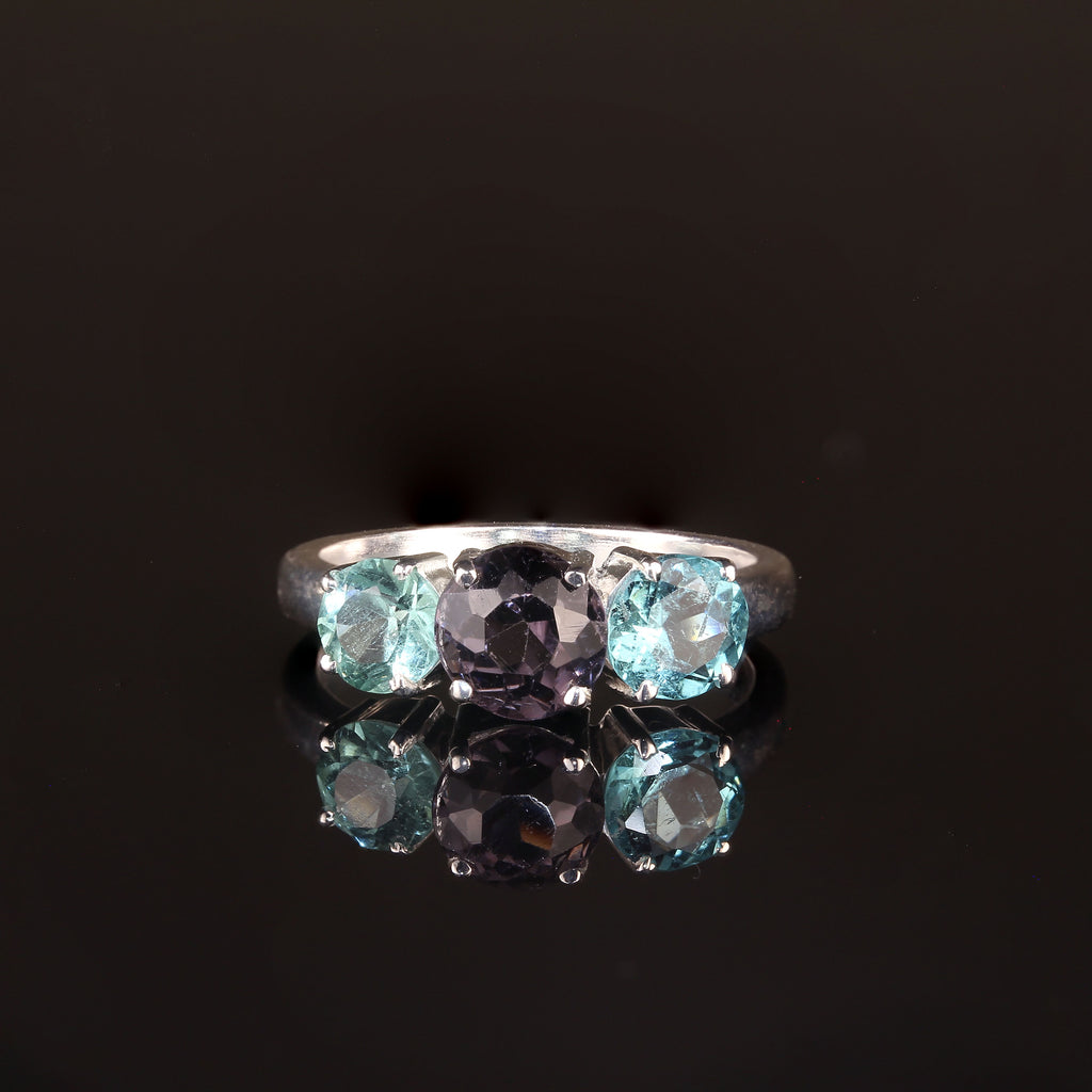 Classic Three Stone Blue Tourmaline Ring