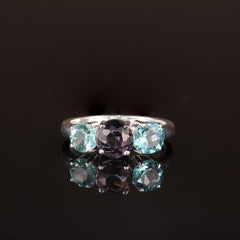 Classic Three Stone Blue Tourmaline Ring