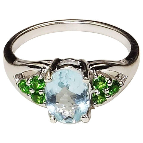 Aquamarine and Sterling Silver Ring