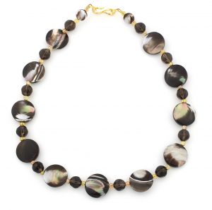 “Tiger” Mother of Pearl “Coins” Necklace