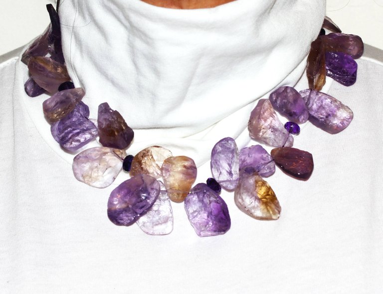 Amethyst and Ametrine Necklace With Sterling Silver Clasp