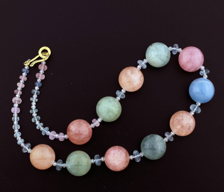 Multi-Color Natural Beryl Vermeil Clasp Necklace