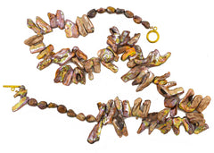 Copper Pearl Leaves Necklace