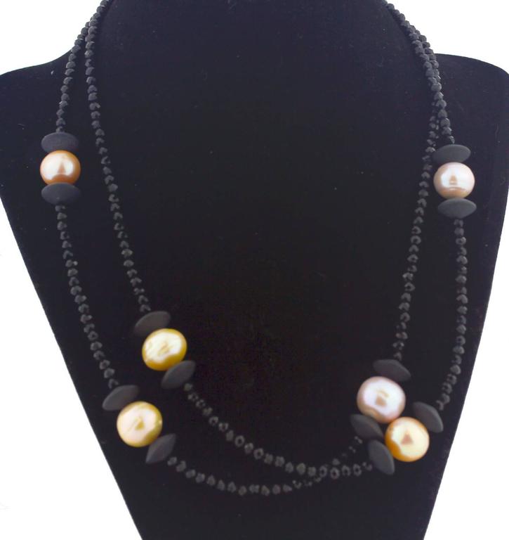 South Sea Pearls Black Spinels Necklace