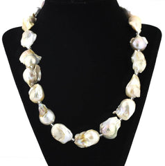 Slightly Gold Tone Natural Baroque Pearls Necklace