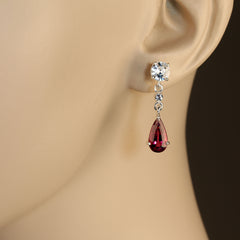 Elegant Rubelite and Cambodian Zircon Dangle Earrings
