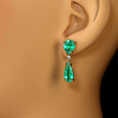 Sparkling Dangle Brazilian Emerald Earrings