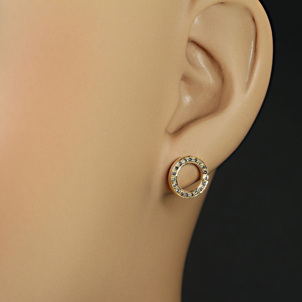 Diamond and 14KT Flat Circle Earrings