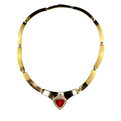 Statement Gold Collar with Rubelite and Diamonds