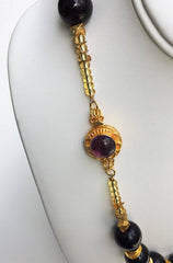 Necklace of Polished Amethyst Spheres Accented with Gold  Flutters