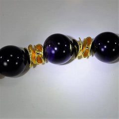 Necklace of Polished Amethyst Spheres Accented with Gold  Flutters