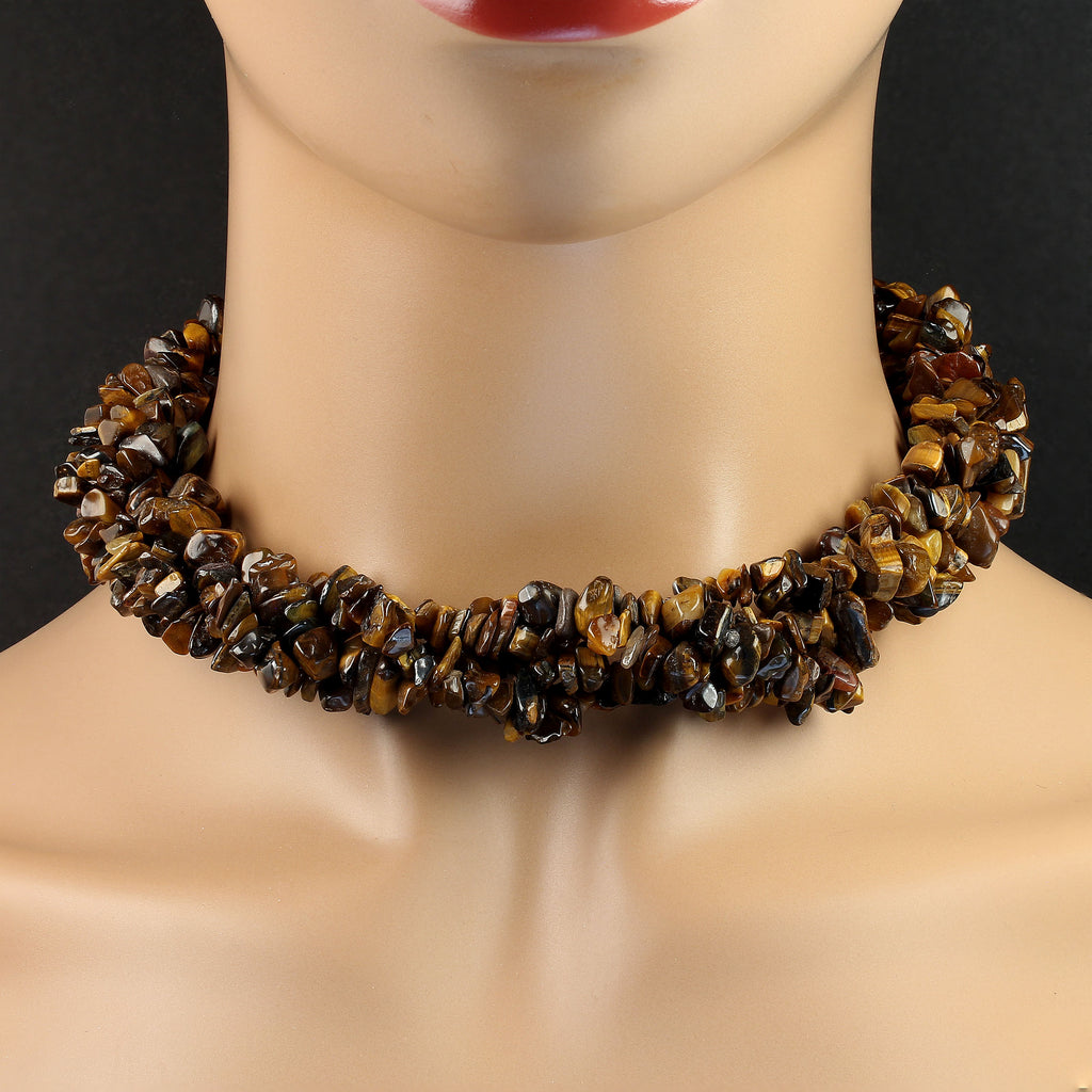 Two 36 Inch Infinity Chatoyant Tiger's Eye Necklaces