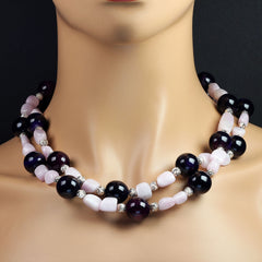 Elegant Amethyst and Kunzite Double strand necklace