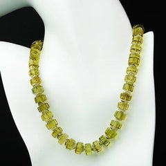 15 Inch Choker Necklace of Fancy Citrine Rondelles with Sterling Silver Clasp