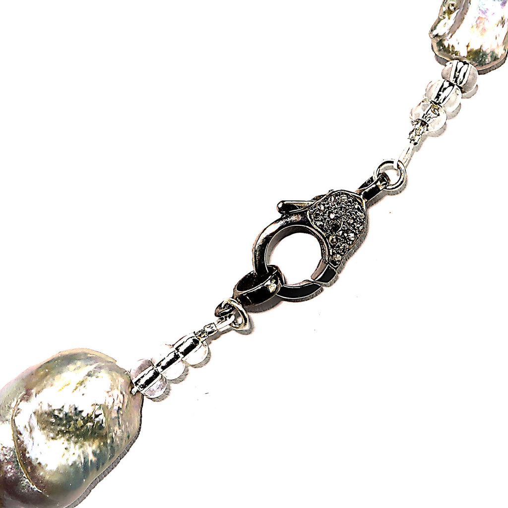 Elegant Baroque Pearls with Silvery Iridescence Necklace