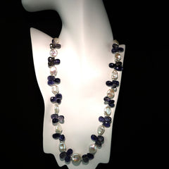 Keshi Pearl and Blue Iolite Briolette Necklace