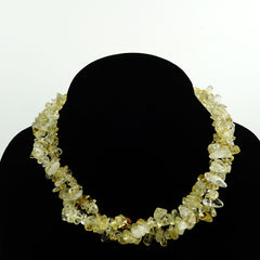 Highly Polished Citrine Chip 32 inch Infinity Necklace