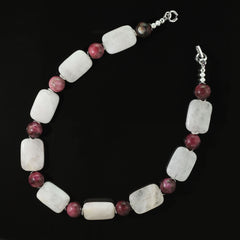 Summer fun in Rose Quartz and Rhodonite 16 inch choker necklace