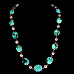 22 Inch Southwest Influence necklace of Turquoise, Carnelian, and Silver