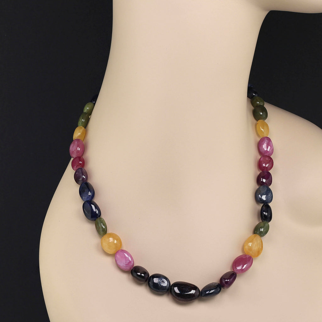 25 Inch Multi Color Sapphire Nugget Necklace