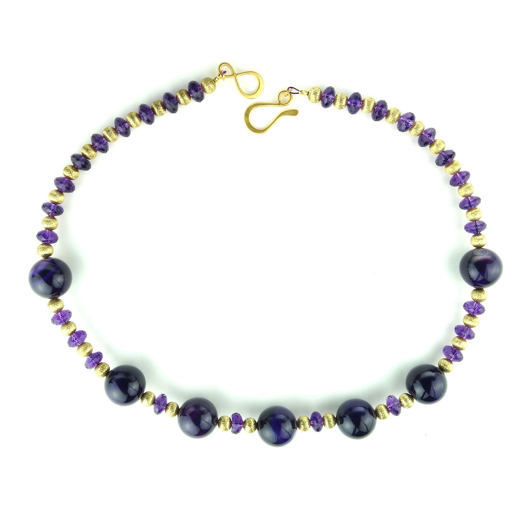 Purple Amethyst with Gold Accents Necklace