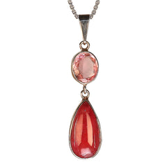 Pink and More Pink Brazilian Rhodonite and Tourmaline in Sterling Pendant