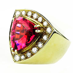 Rubelite and Diamond 18K Yellow Gold Cocktail Ring
