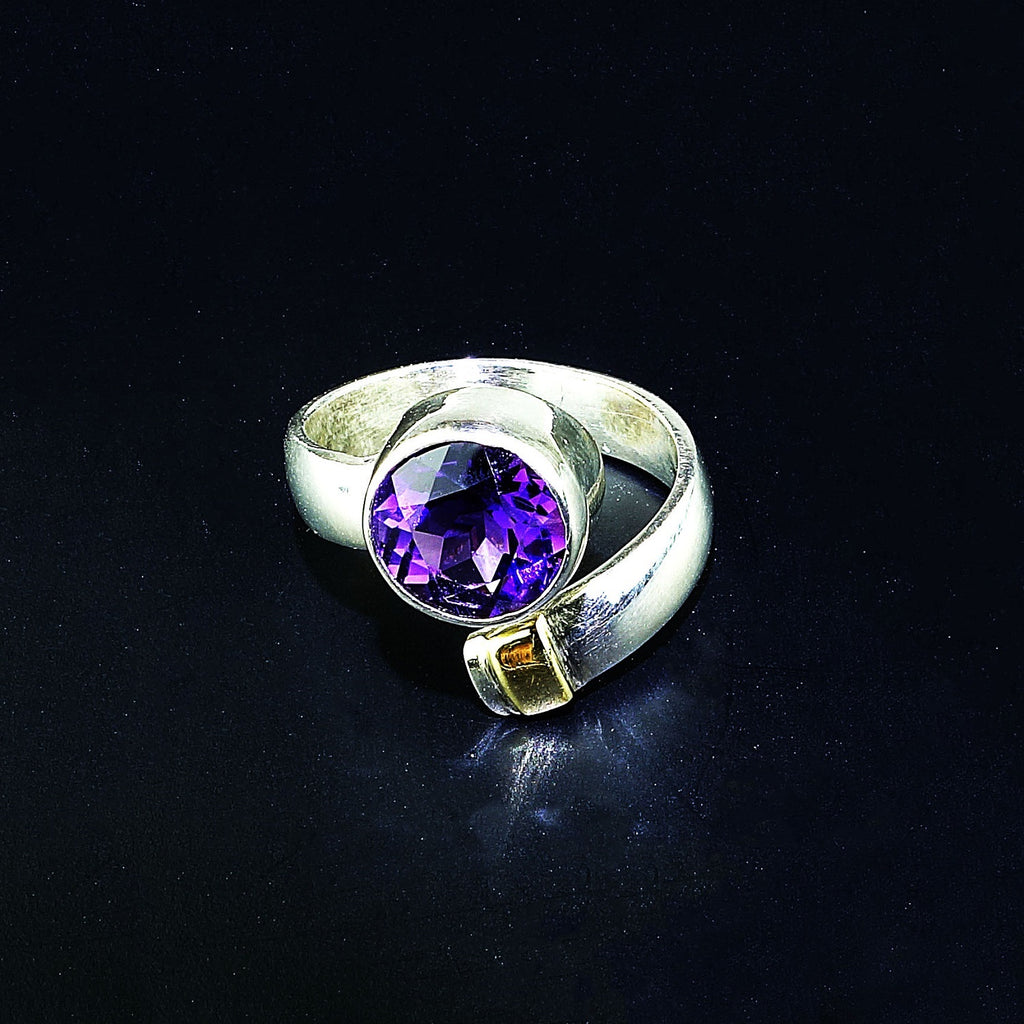Crossover Amethyst and Sterling Silver Ring