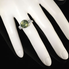 Sophisticated 'Big Deal' Green and White Zircon Cocktail Ring