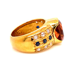 Magnificent Golden Brown Tourmaline and 18K Gold Ring