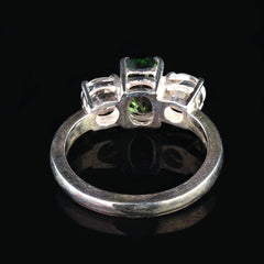 Sparkling Oval Green Tourmaline accented with Scintillating Cambodian Zircons