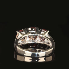 Bespoke Three stone Color Shift Garnet Ring in 14K White Gold Setting