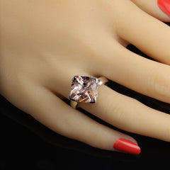 Genuine 7.31Ct  Mouthwatering Morganite in Sterling Silver Ring