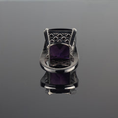 56Ct Square Awe-Inspiring Amethyst and Sterling Silver Ring