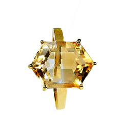 Shield shaped Bi-Color Citrine in Gold Rhodium Ring