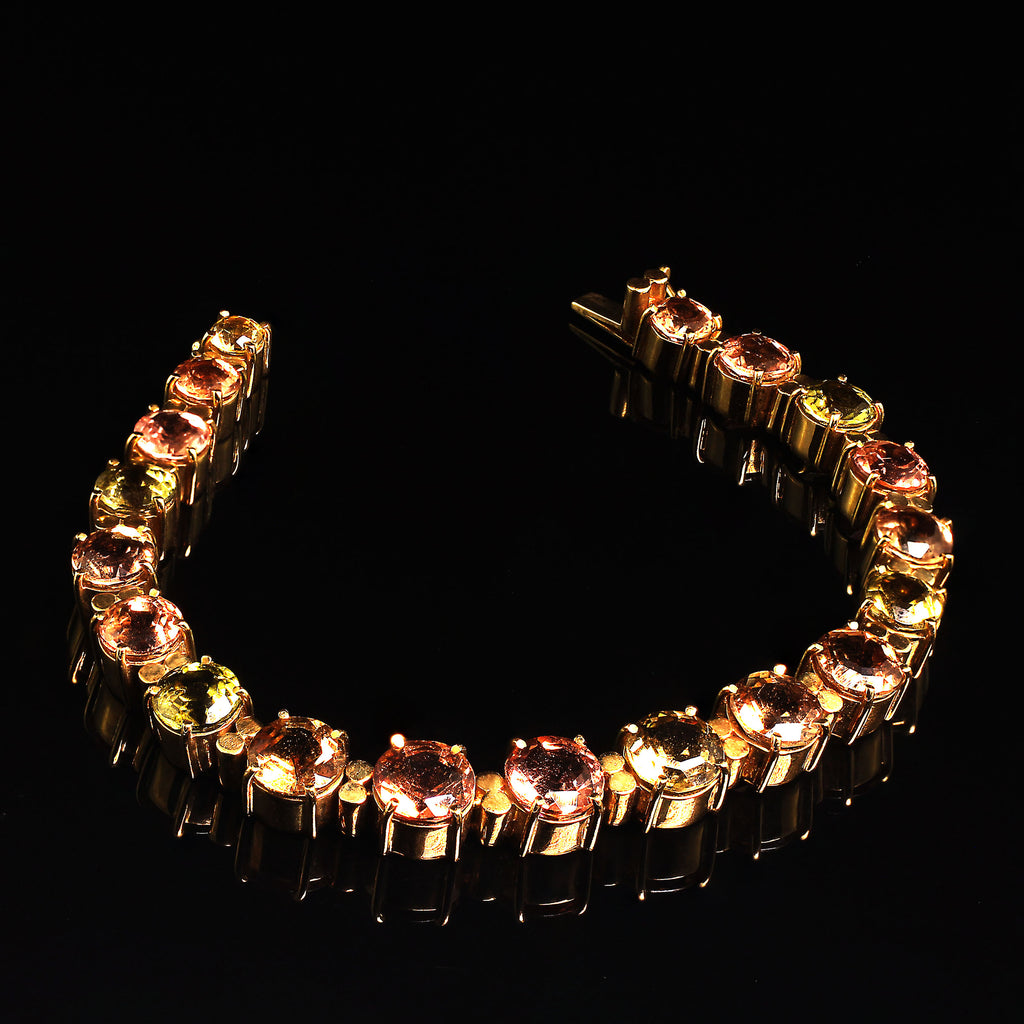Multi Color Tourmaline and 18K Yellow Gold Bracelet