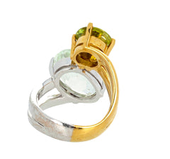 6.8 Carat Amblygonite and 2.2 Carat Sphene Gold Ring