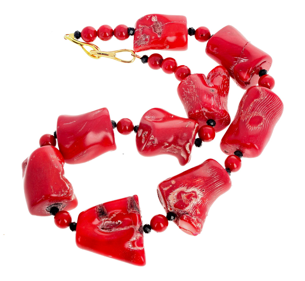 Red Bamboo Coral and Spinel Necklace